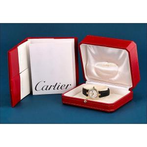 Vintage Cartier Must Vendôme Gold-plated Silver Watch With Original Box, Circa 1990