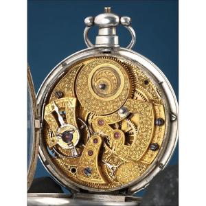 Antique English Duplex Pocket Watch For The Chinese Market. Silver. Circa 1850