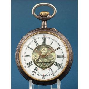 Antique Masonic Pocket Watch Of 66.6 Mm. Eye Of Providence. Circa 1900