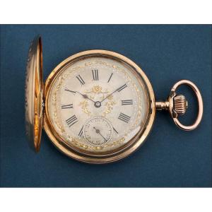 Antique 18k Gold Record Pocket Watch With Geneva Dial. Switzerland, Circa 1900