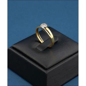 Vintage Solitaire Ring In 18k Gold With 3.5 Mm Natural Diamond