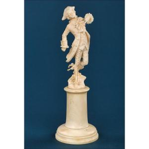 Elegant Antique Ivory Figure, Dieppe School. France, 19th C. With Certificate