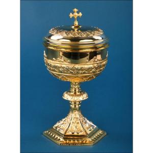 Antique Gilded Silver Ciborium By Pedro Durán, Madrid, Spain, 1955