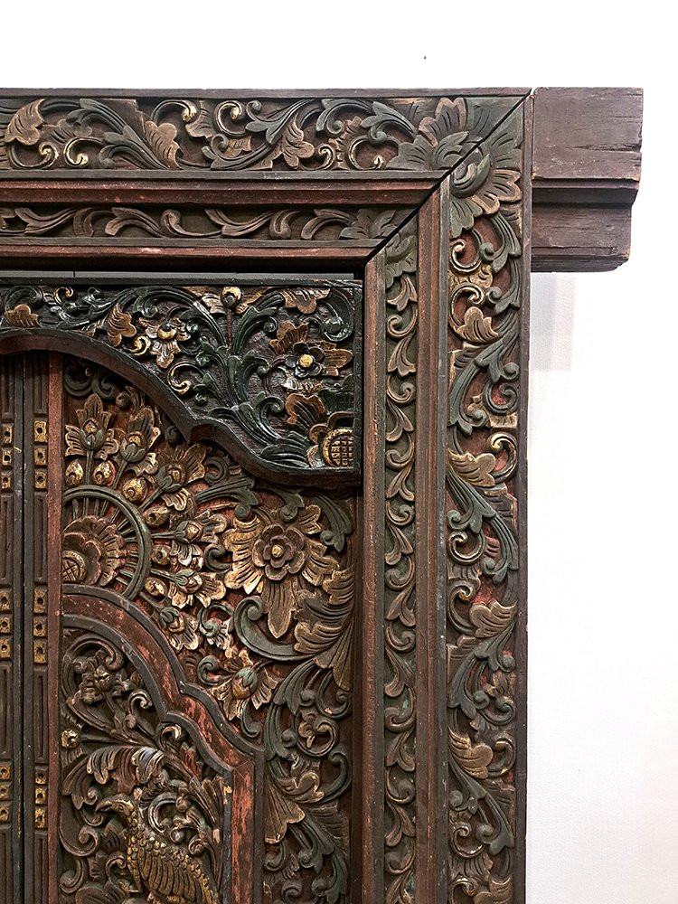 Porta Indiana in legno intagliato e dorato-photo-2