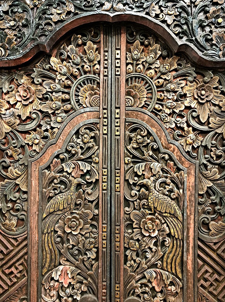 Porta Indiana in legno intagliato e dorato-photo-3