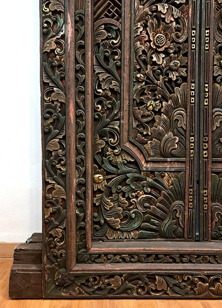 Porta Indiana in legno intagliato e dorato-photo-4