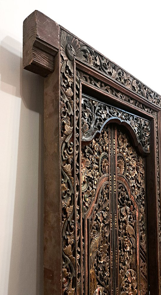 Porta Indiana in legno intagliato e dorato-photo-1