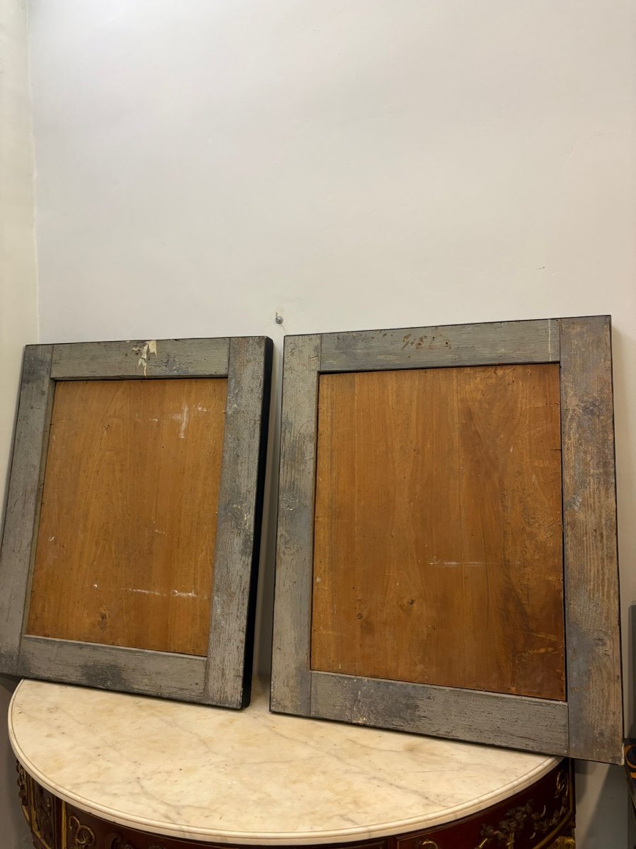 Coppia di cornici in ebano con specchi-photo-4