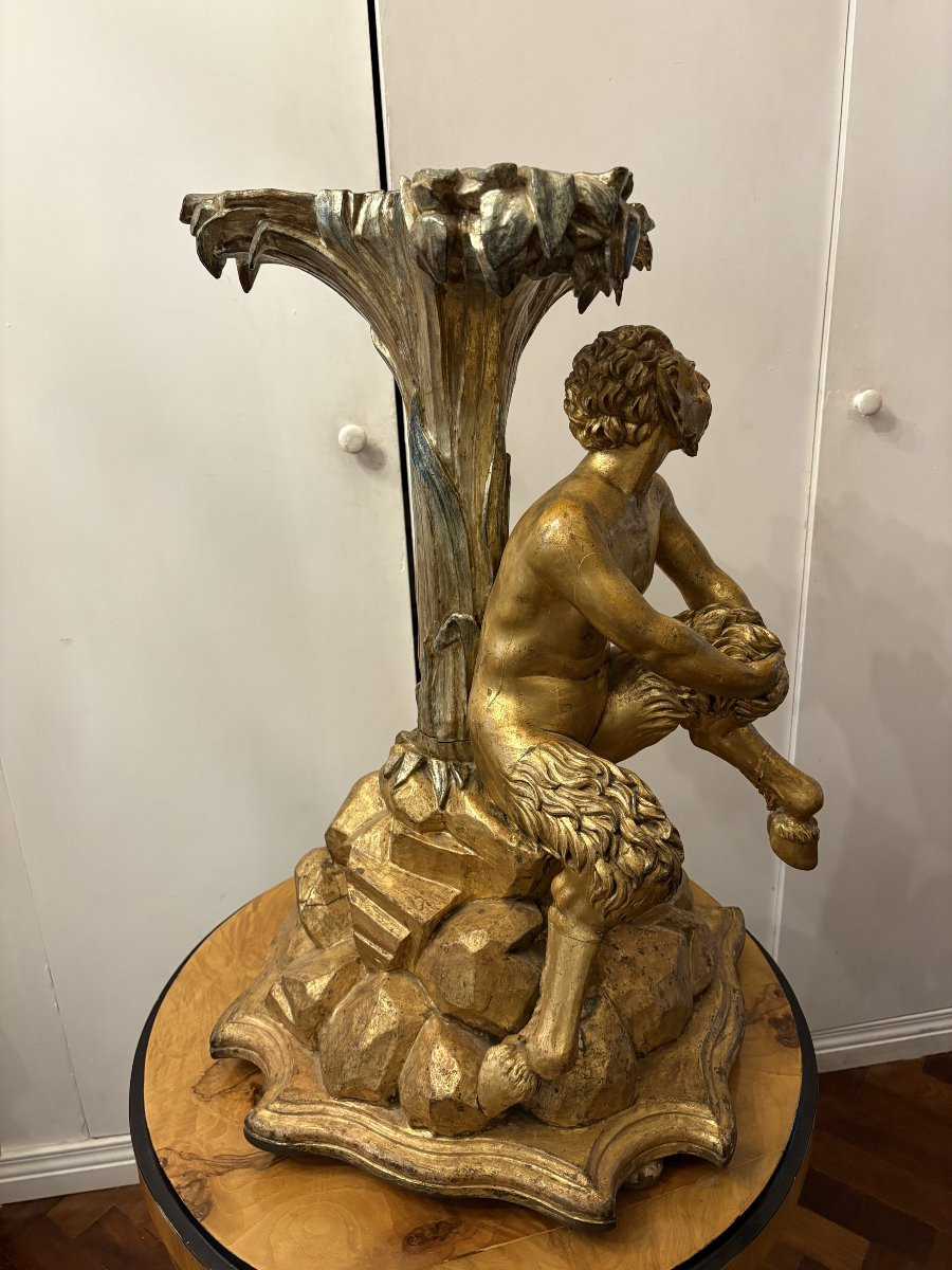 Coppia di sculture (consolle) in legno dorato -photo-3