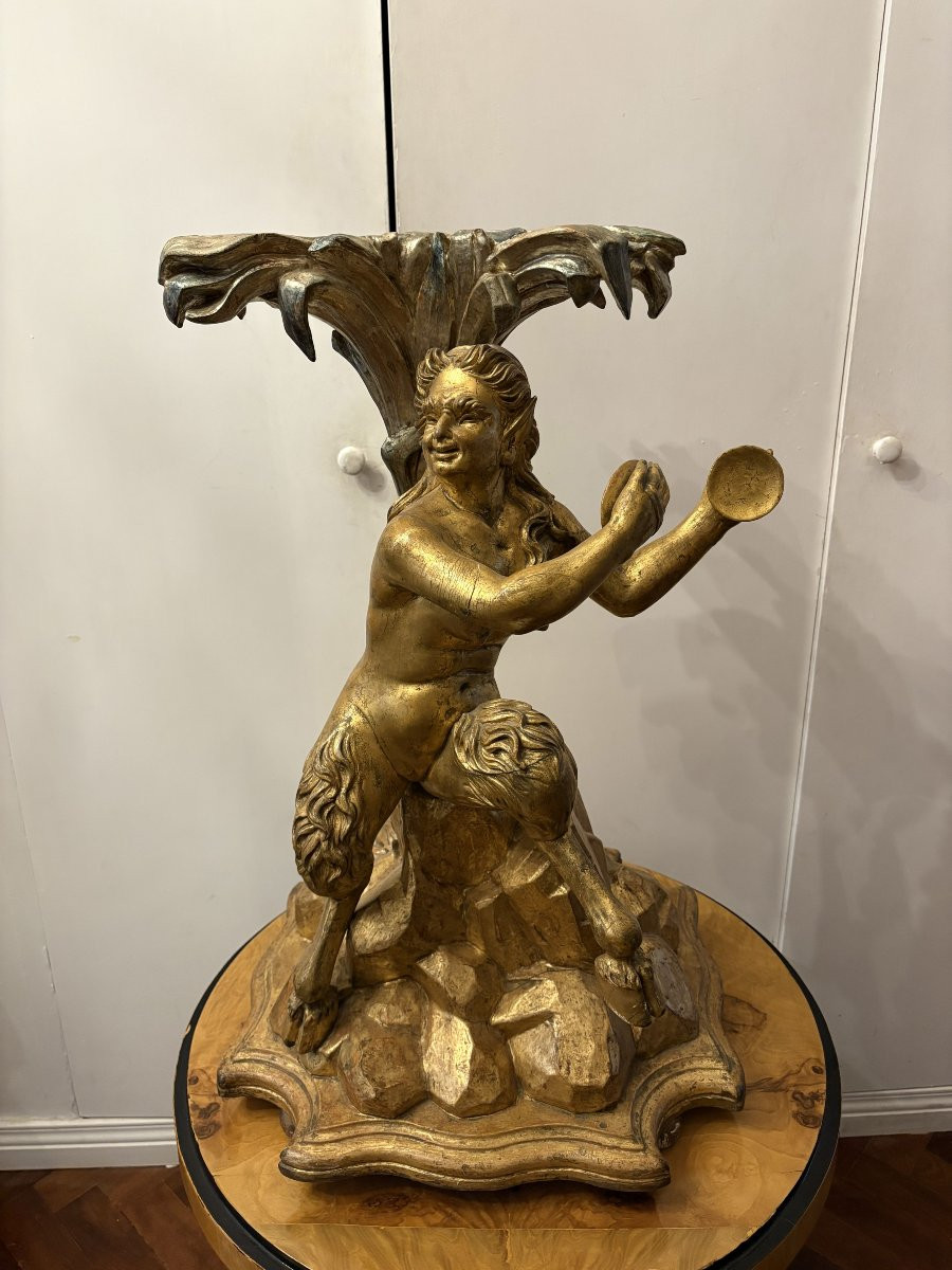 Coppia di sculture (consolle) in legno dorato -photo-1