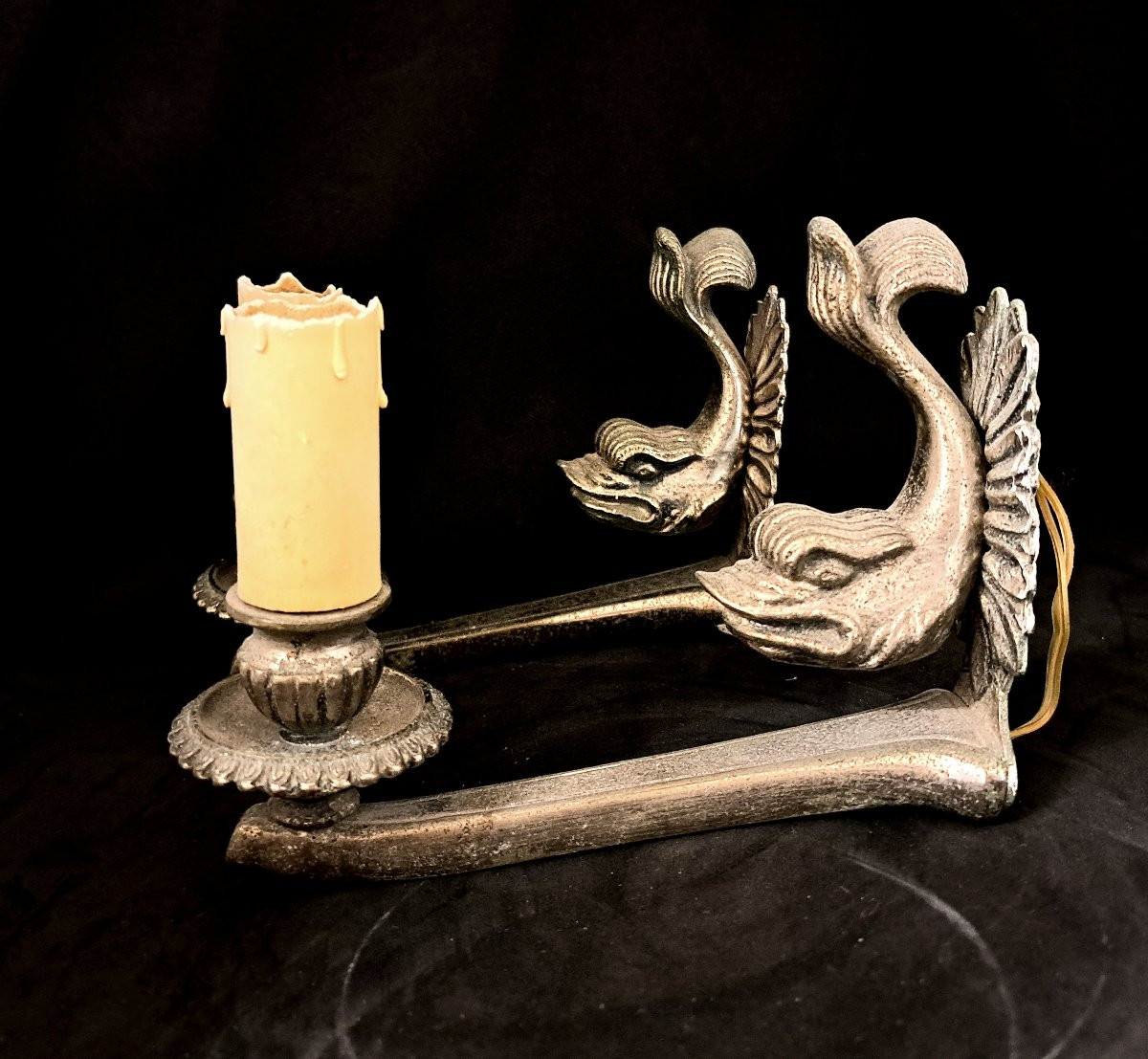 Coppia di appliques in bronzo argentato-photo-2