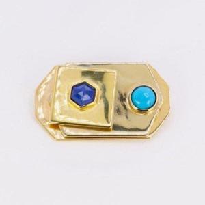 Piero Dorazio Artcurial Brooch Yellow Gold Lapis Lazuli Turquoise