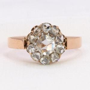 Rose Gold Daisy Ring With 0.7 Carat Rose-cut Diamonds