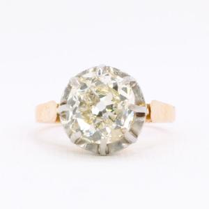 Old Mine Cut 3.07 Carat Diamond Solitaire Ring