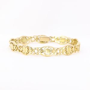 Art Nouveau Yellow Gold Ivy Leaf Mesh Bracelet