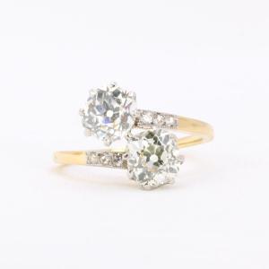 Antique You And Me Ring With Antique Cut Diamonds 2.60 Carats