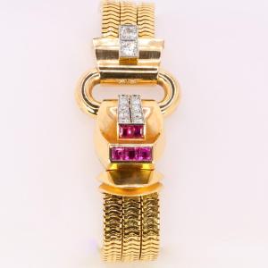 Uti - Secret Watch In Gold, Diamonds And Calibrated Rubies