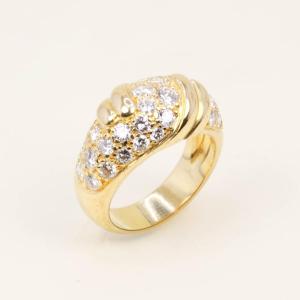 Fred Panther Ring In Yellow Gold With Diamonds