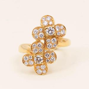 Van Cleef & Arpels Yellow Gold And Diamonds Double Clover Ring