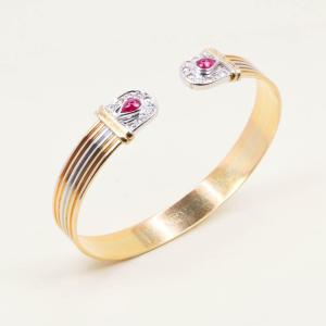 Vintage Diamond And Ruby Bangle Bracelet