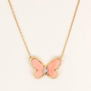 Van Cleef & Arpels Alhambra Butterfly Coral Necklace - 1976