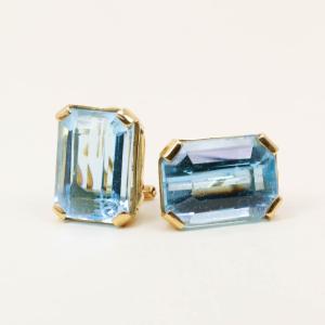 30 Carat Aquamarine Yellow Gold Earrings