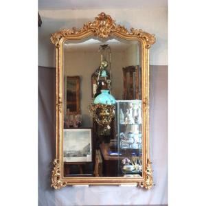 Louis XV Style Mirror With Rocailles Gilded With Gold