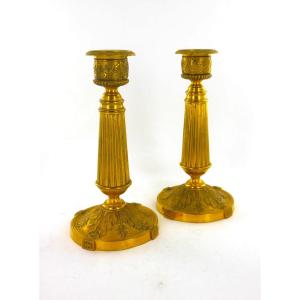 Pair Of Empire Style Candlesticks, 19th Century