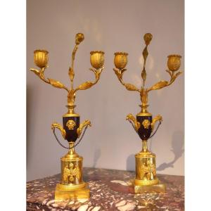 Pair Of Directoire Period Candlesticks, Late 18th Century