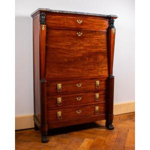 A Mahogany Secretary Stamped Gamichon, 19th Century