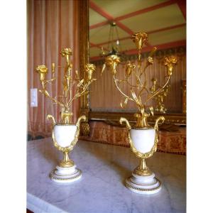 Pair Of Louis XVI - Directory Period Candelabras, Late 18th Century