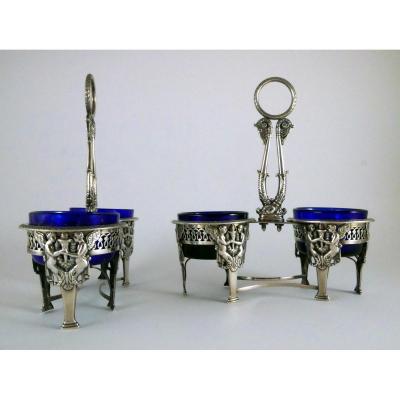 Pair Of Double Saltcellars, Empire Period, Second Coq Punch