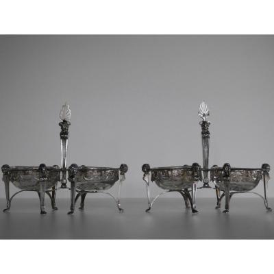 Pair Of Double Saltcellars, Return From Egypt, First Cock Punch