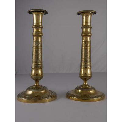 Pair Of Candlesticks, Empire Period, 19th Century