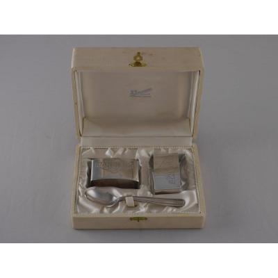 Pair Of Napkin Rings Madame And Monsieur In The Original Case, Art Deco