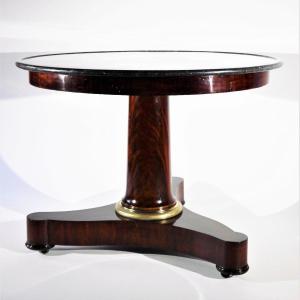 Grand Pedestal Table In Mahogany, Empire Period, 19th Century