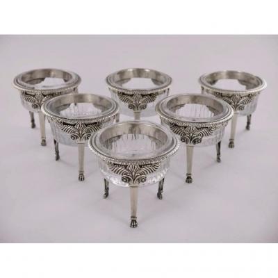 Suite 6 Empire Silver Salt Cellars, Paris, 19th Century
