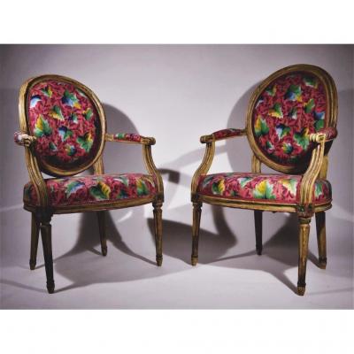 Pair Of Louis XVI Armchairs, 18th Century