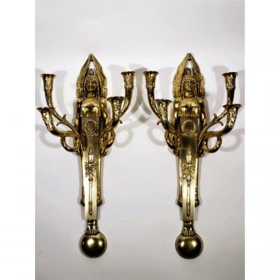 Pair Of Bronze Sconces By Claude Galle