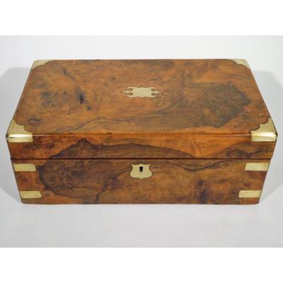 Napoleon III Writing Case In Elm Excrescence, 19th Century