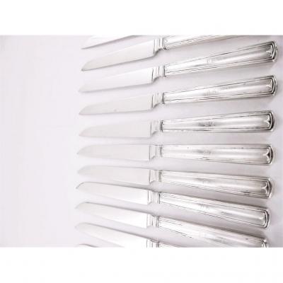Suite Of 12 Knives In Silver, Empire Period, Early 19th Century