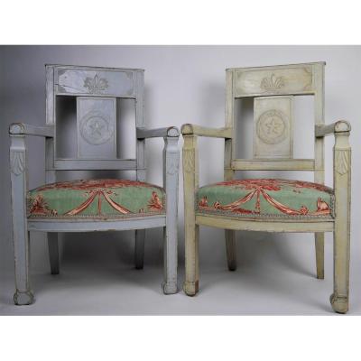 Pair Of Child's Armchairs,  Consulate Period, Early 19th Century