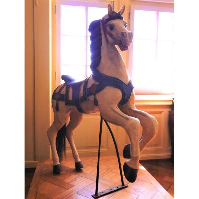 Carousel Horse In Polychromed Carved Wood, Art Deco Period, 20th Century