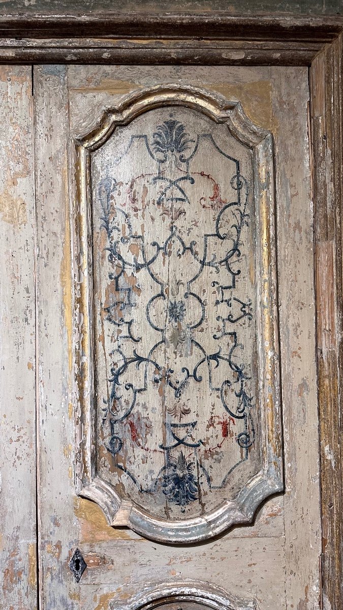 Porta con stipite e cardini originali decori di epoca. Provenienza Napoli prima metà del '700. -photo-3
