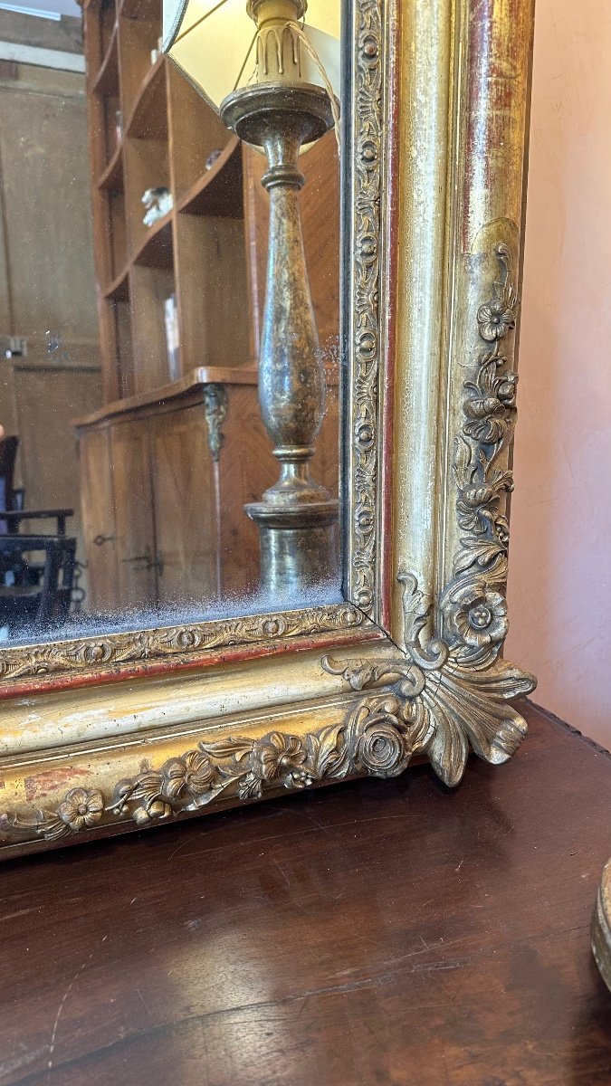 Grande specchiera Francese della fine dell’ottocento con cornice integra finitura foglia oro. -photo-2