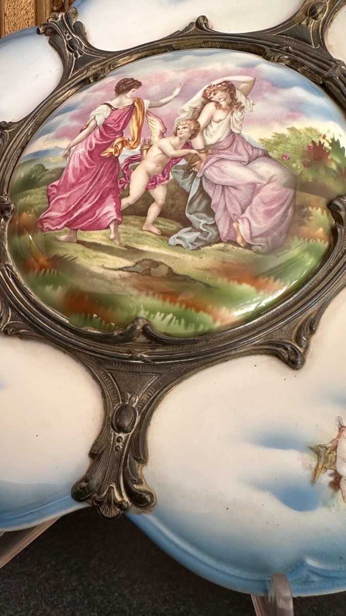 Coppia di piatti Limoges in porcellana, stile Liberty.-photo-4