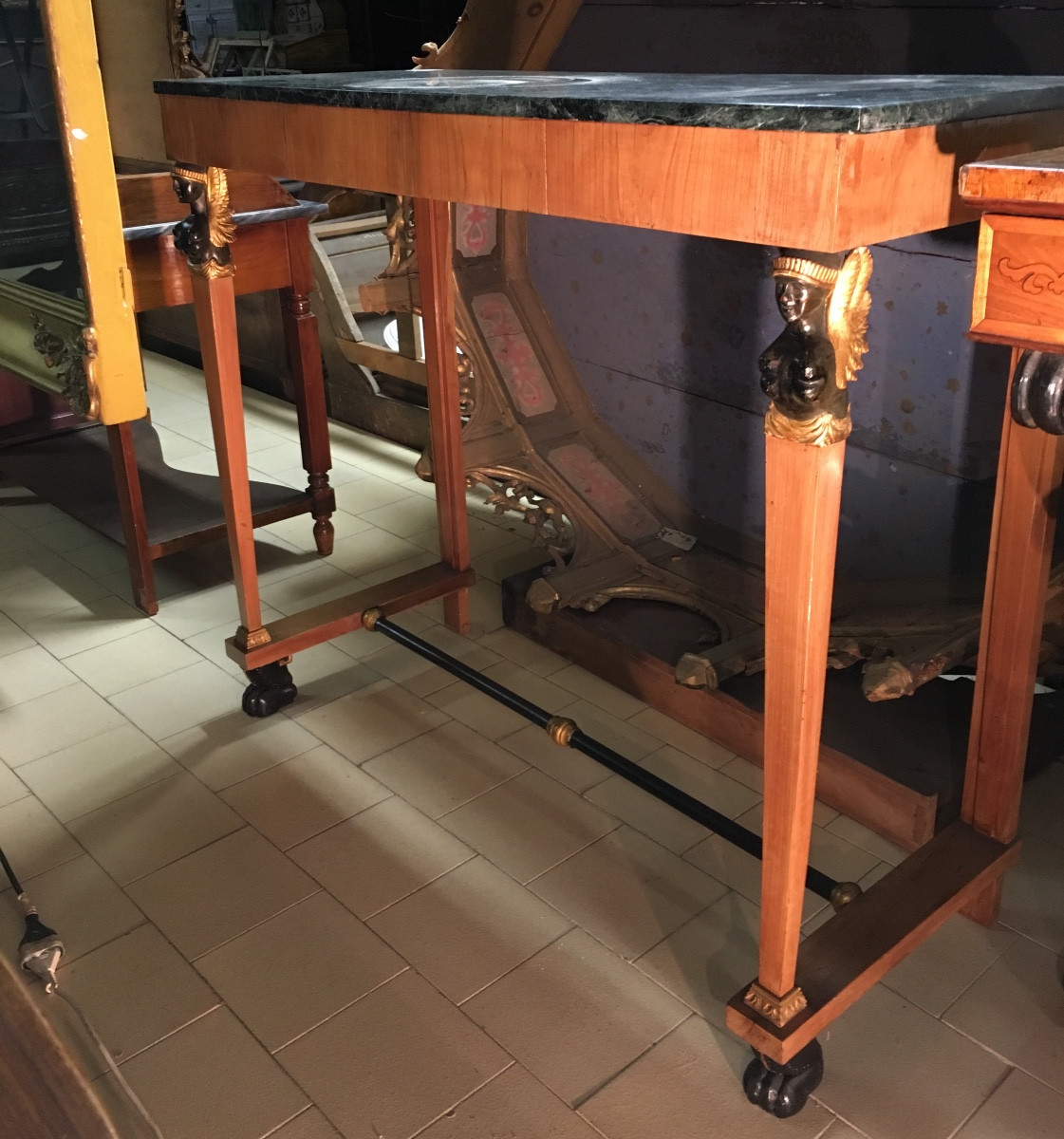 Consolle Toscana con marmo, in legno di Ciliegio. Primo '800.
