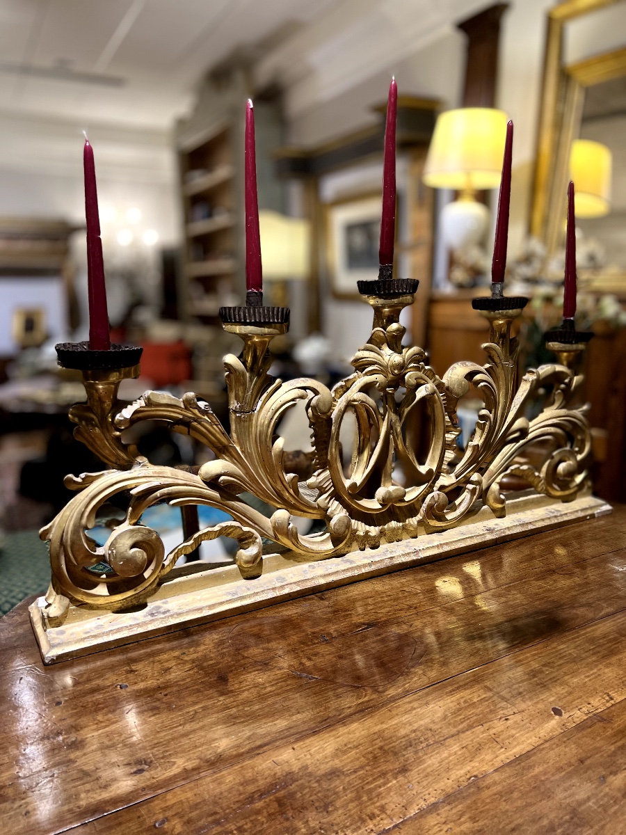 Candelabro d’altare epoca fine ‘700 finitura foglia oro.-photo-2