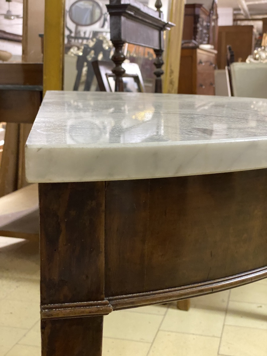 Consolle o mezzaluna in Noce con piano in marmo fine ‘800.-photo-2
