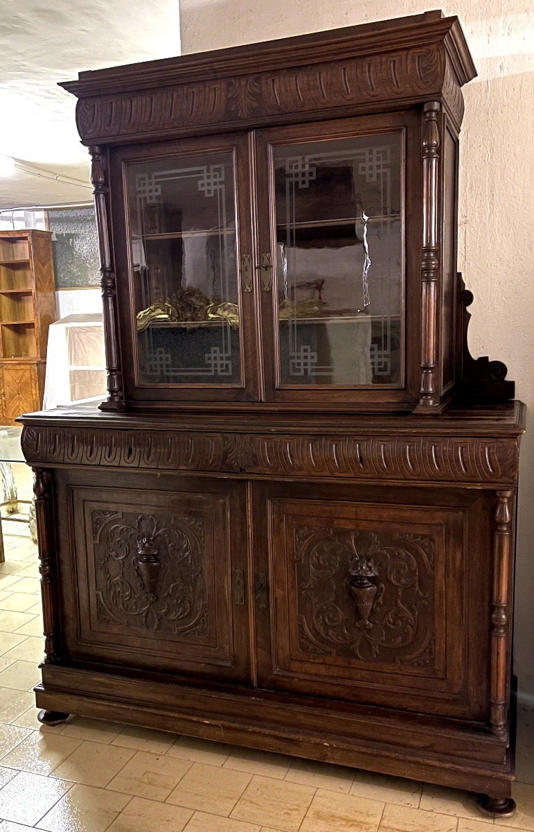 Credenza doppio corpo toscana in massello fine '800